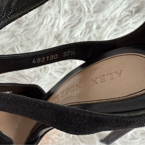 Alexander McQueen Black Suede Strappy Platform Sandals with Horn Heel Size 37.5 - Picture 11 of 11